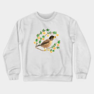 Beautiful wild thrush (bird) in watercolor for nature lovers Crewneck Sweatshirt